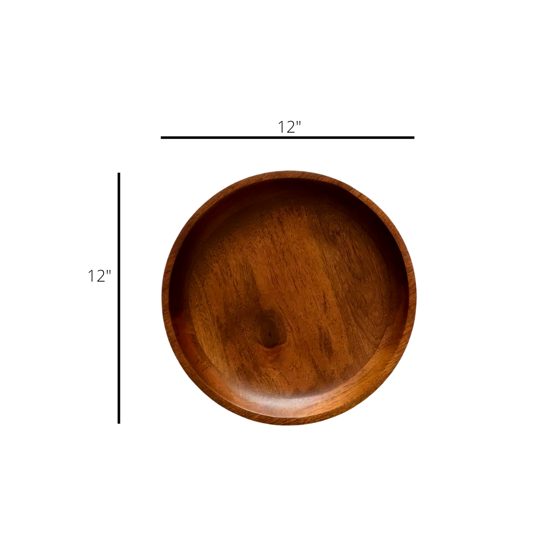 Textured Solid Wood Curved Platter for Kitchen Image 5