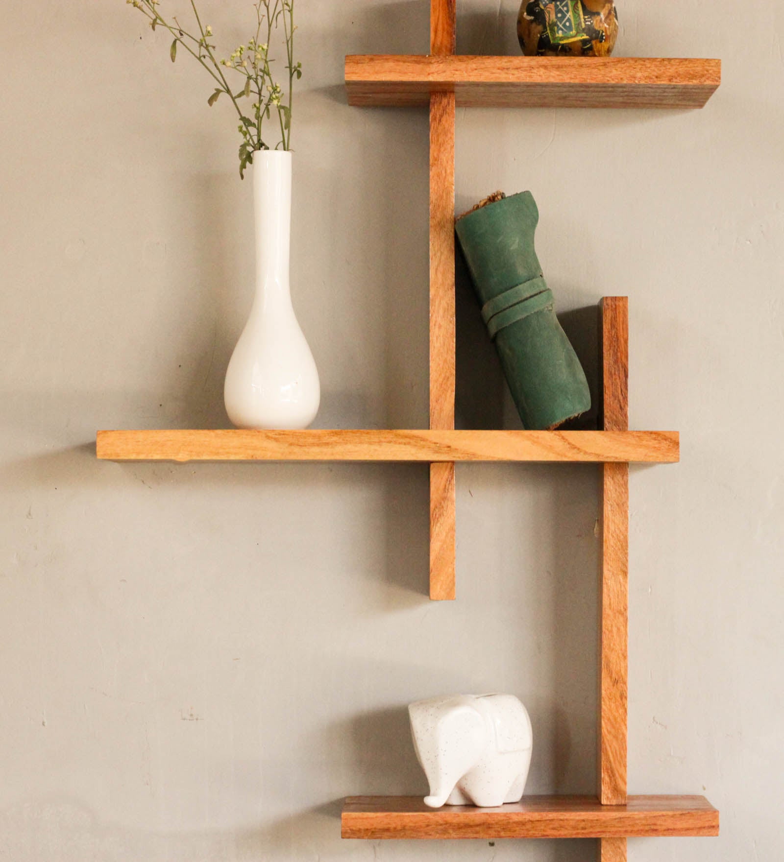 Claydon Multipurpose Wooden Wall Shelf For Home Image 2