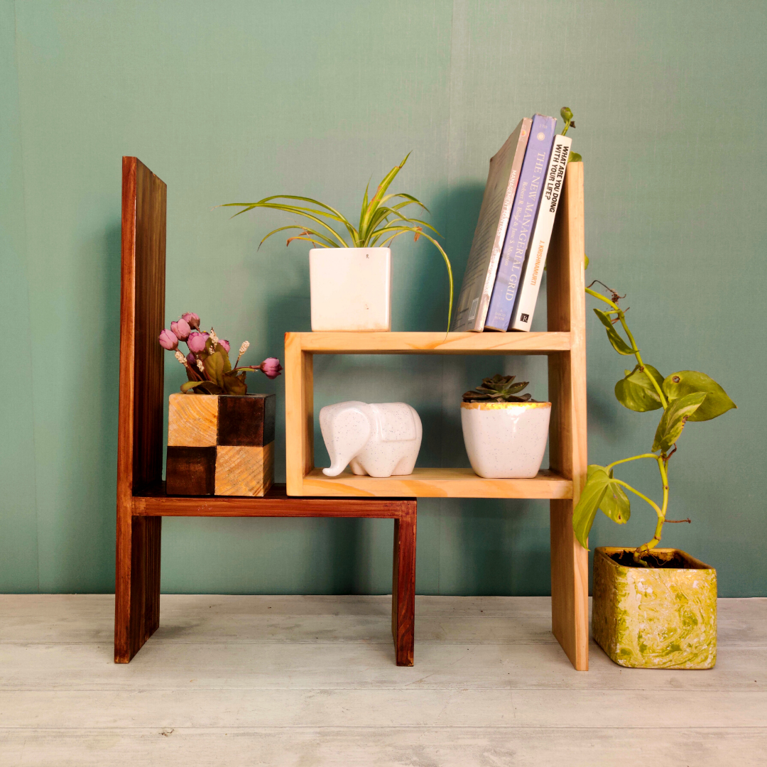 Crossword Table and Floor Wooden Display Shelf Image 2