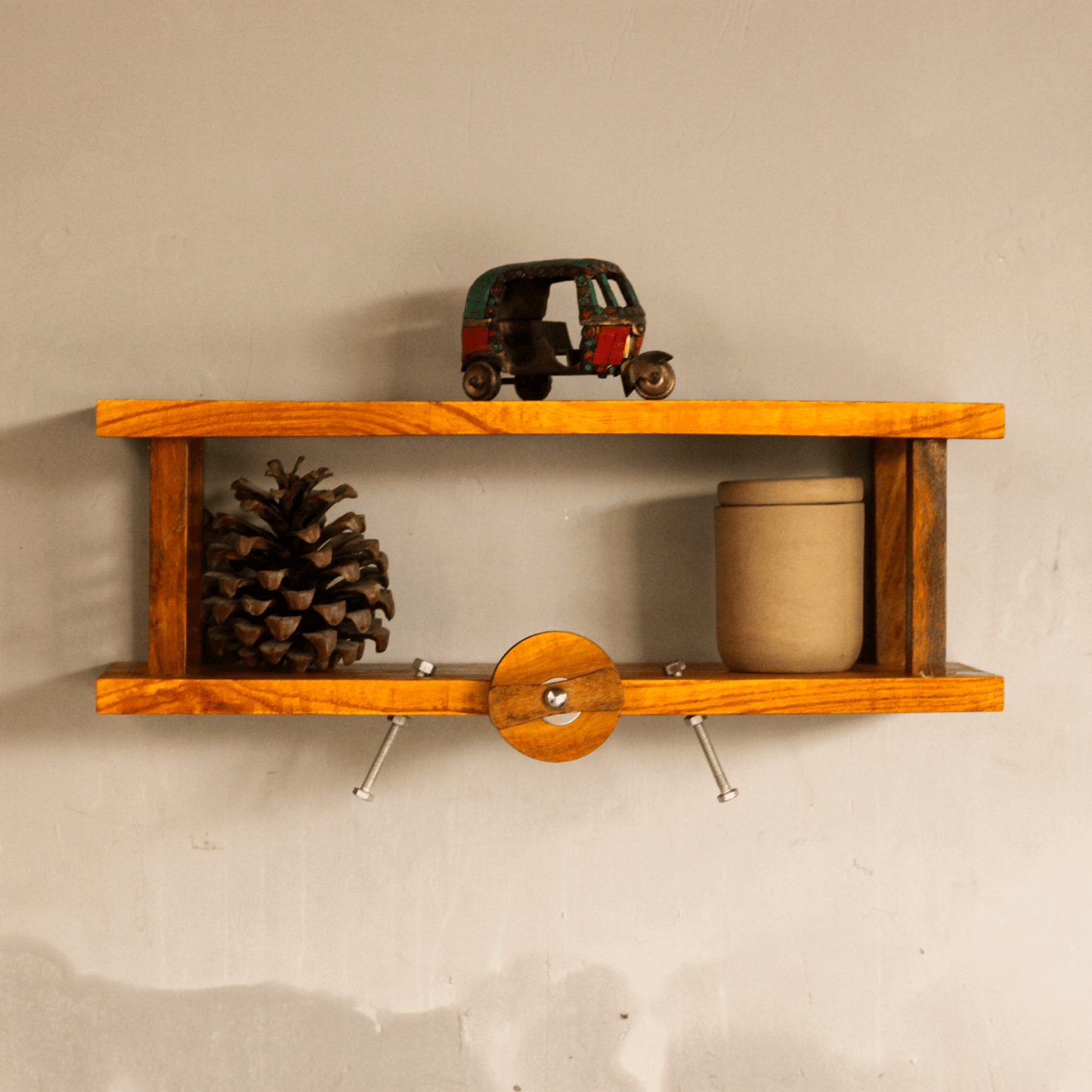 Aero Multipurpose wooden wall shelf for home Image 2