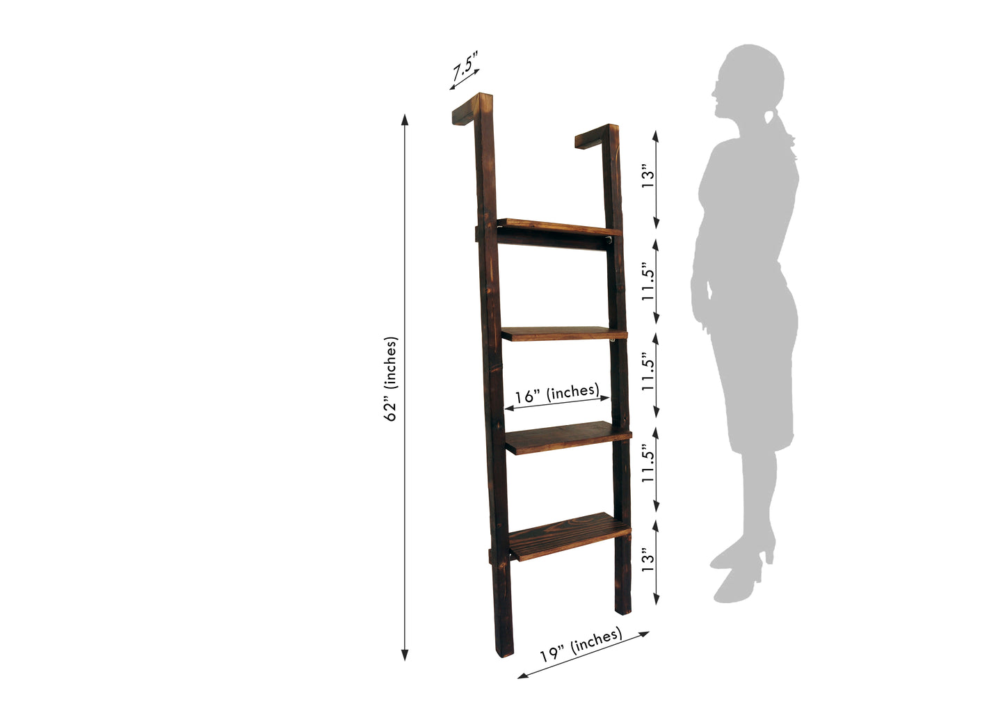 Multipurpose Solid Wood Ladder Shelf For Planters And Books Image 4