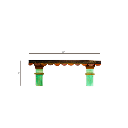 Diwarkari Vintage FInish Solid Wood Wall Shelf Image 5