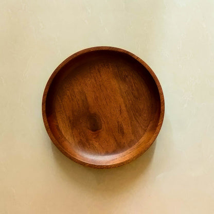 Textured Solid Wood Curved Platter for Kitchen Image 3