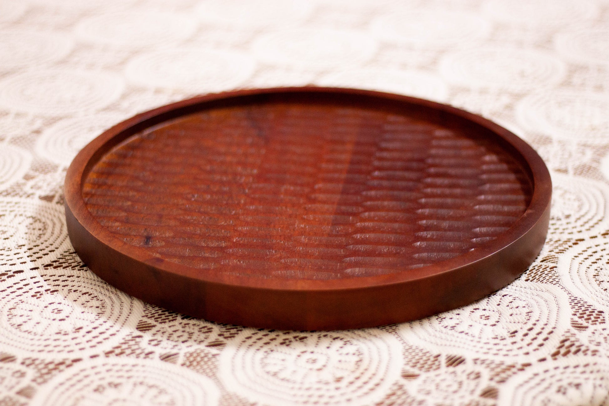 Textured Flat Solid Wood Platter For Serving and Snacking Image 6