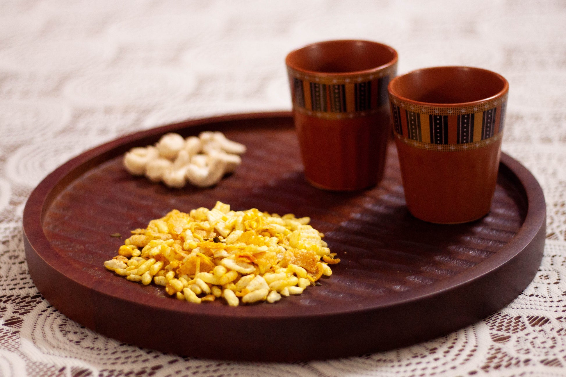 Textured Flat Solid Wood Platter For Serving and Snacking Image 3