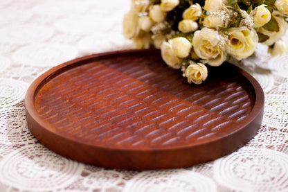 Textured Flat Solid Wood Platter For Serving and Snacking Image 5