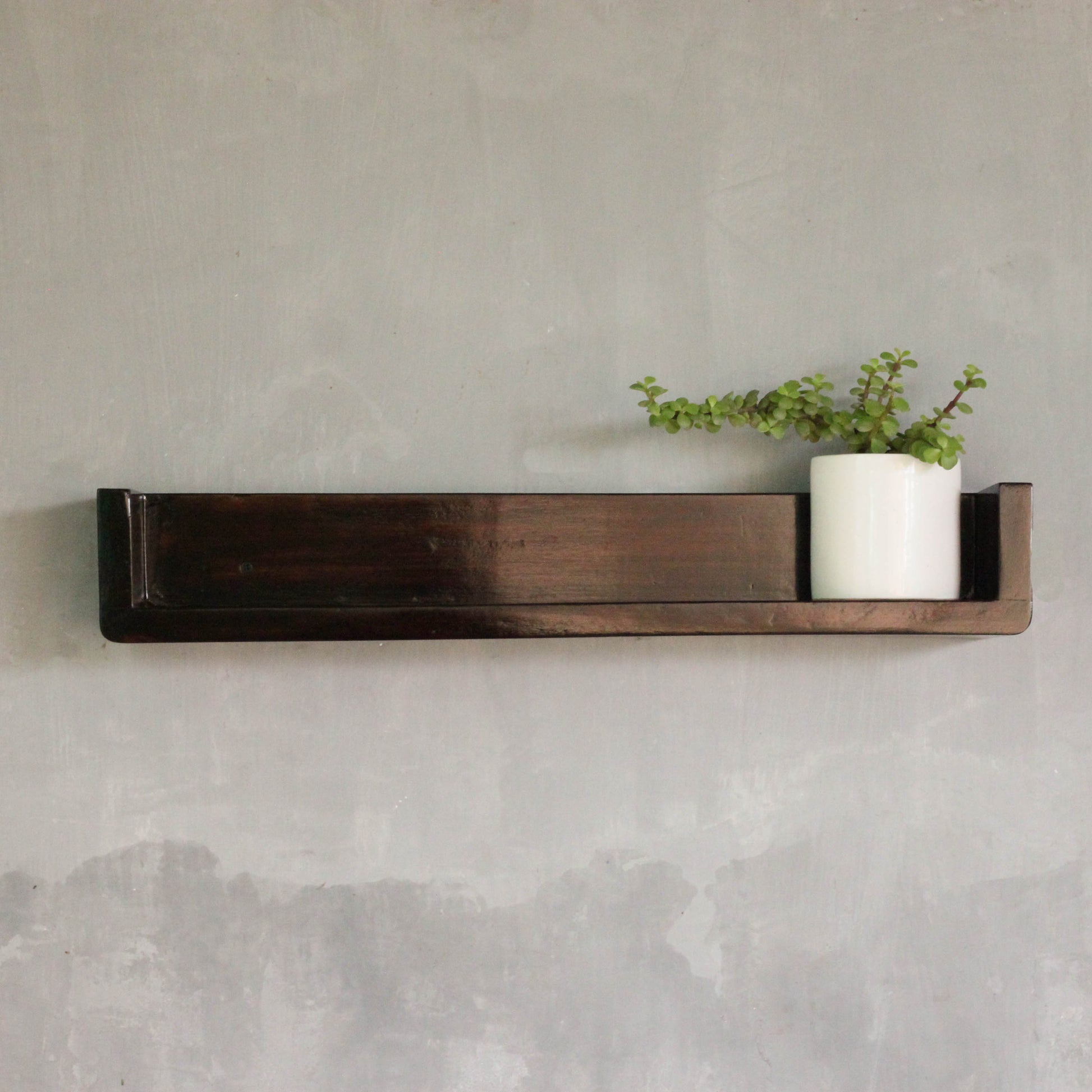 Classic Nadi Walnut Solid Wood Floating Wall Shelf and Organizer Image 1