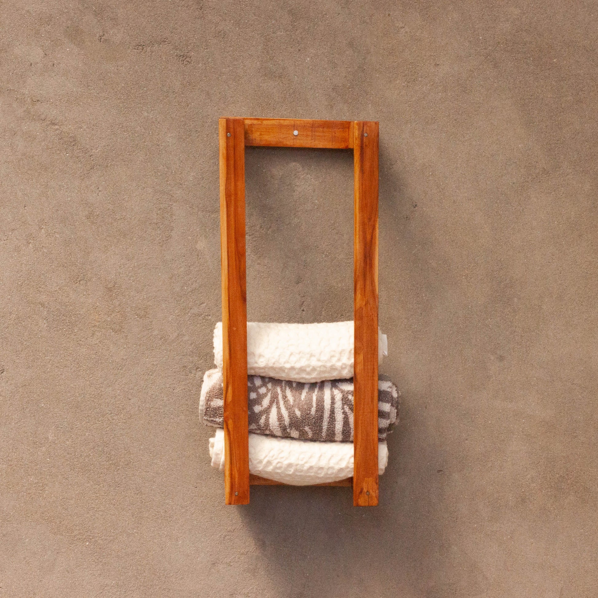 Minimal Rectangular Wooden Towel Holder for Modern Bathroom Image 2