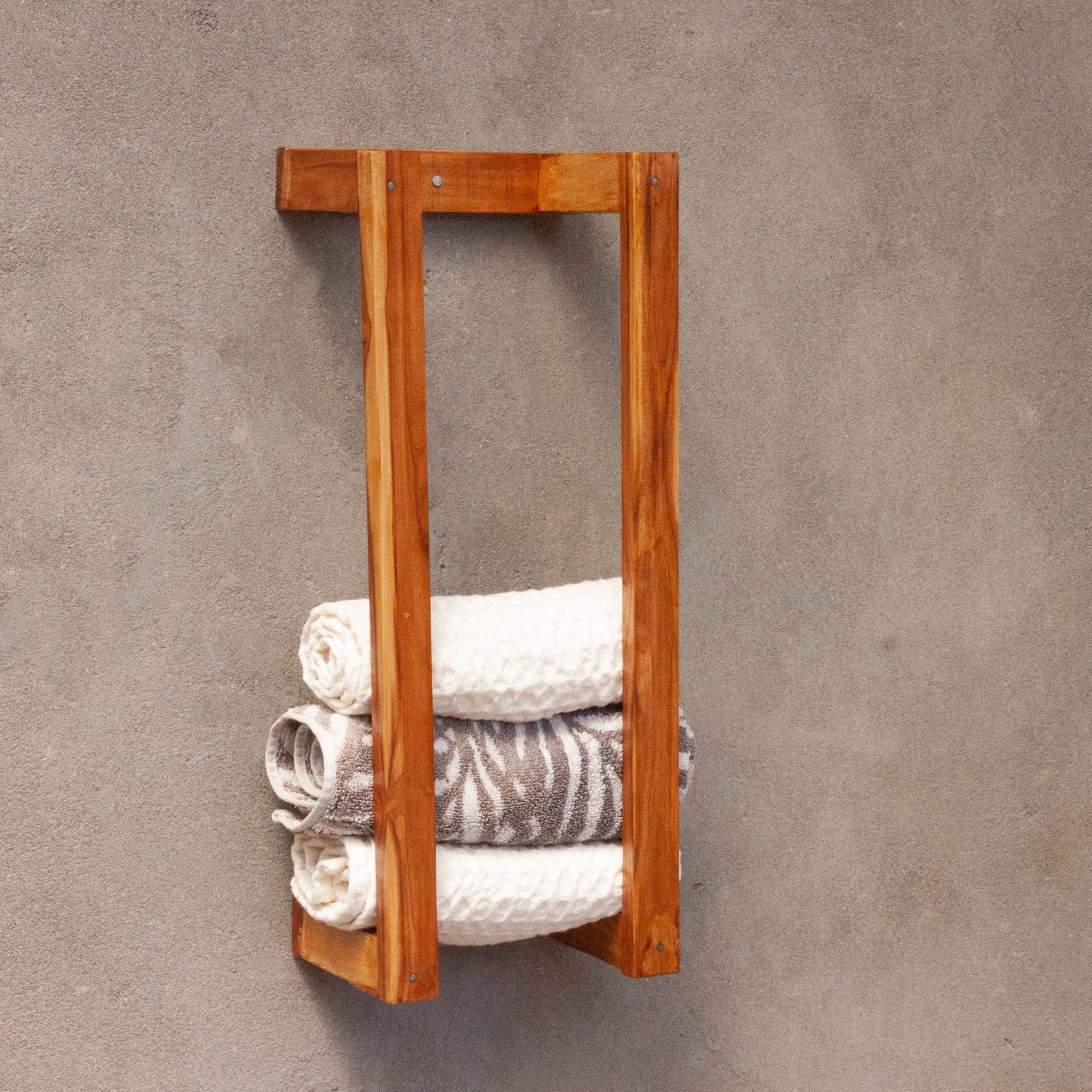 Minimal Rectangular Wooden Towel Holder for Modern Bathroom Image 4