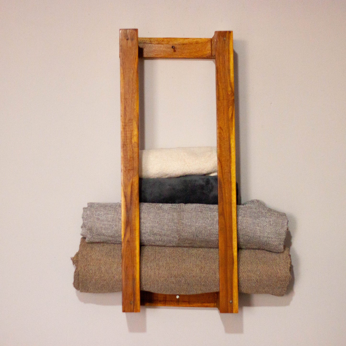 Minimal Rectangular Wooden Towel Holder for Modern Bathroom Image 3